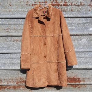 Faux Leather & Fur Over The Knee Gallery Coat